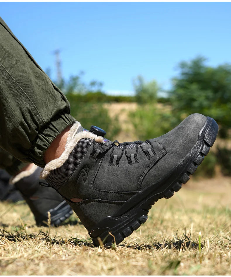 Size 47 48 Winter Work Safety Boots Men Steel Toe Work Shoes Rotating Button Waterproof Protective Men Safety Shoes Footwear