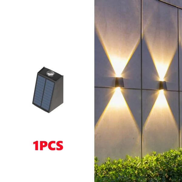 LED Outdoor Solar Wall Light Up And Down Luminous Garden Lamp Villa Courtyard Porch Street Decorative Lighting Wall Washer Light