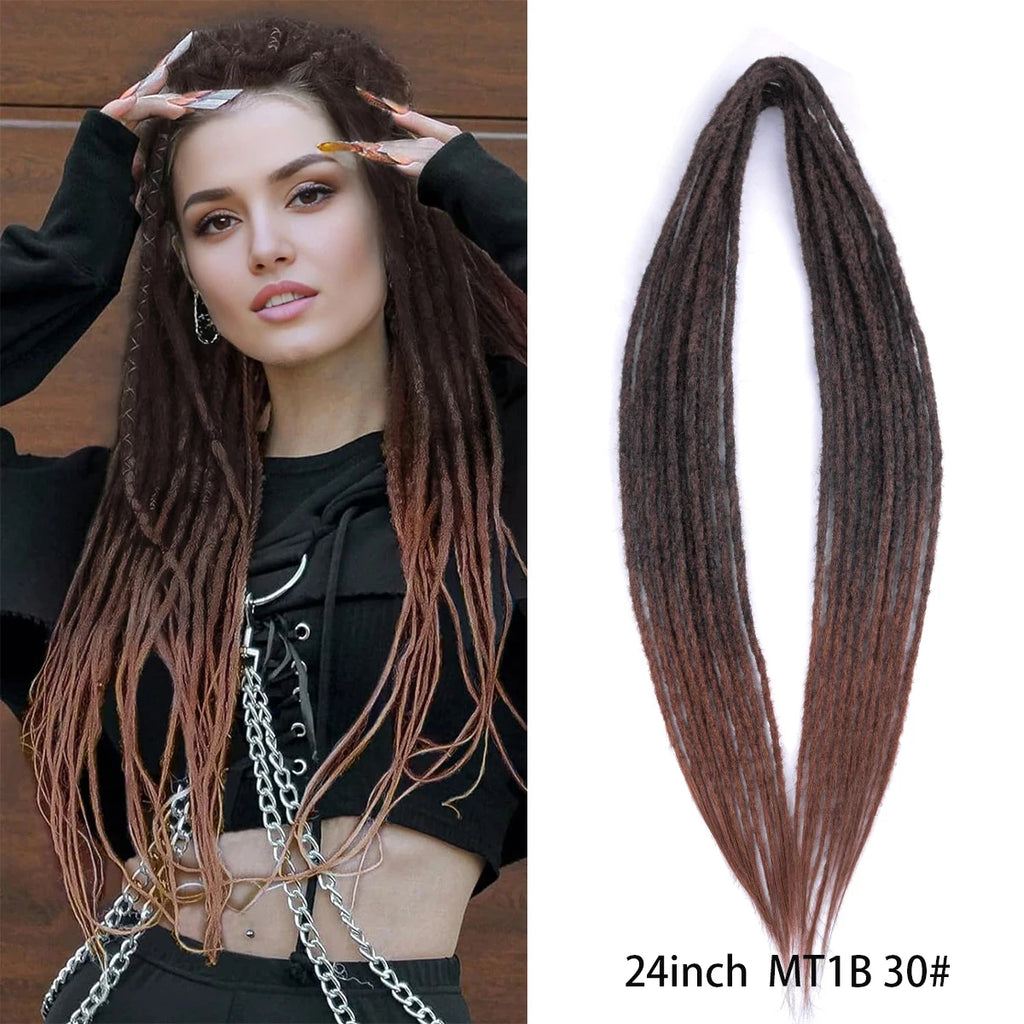 Dreadlock Extensions Handmade Crochet Hair Synthetic 24 36 Inches Dread Extension Crochet Braids For Women Dreadlocks Hair