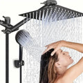 10/12' High Pressure Shower Head with Adjustable Arm of Hand-Held Spray, Matte Black Shower System