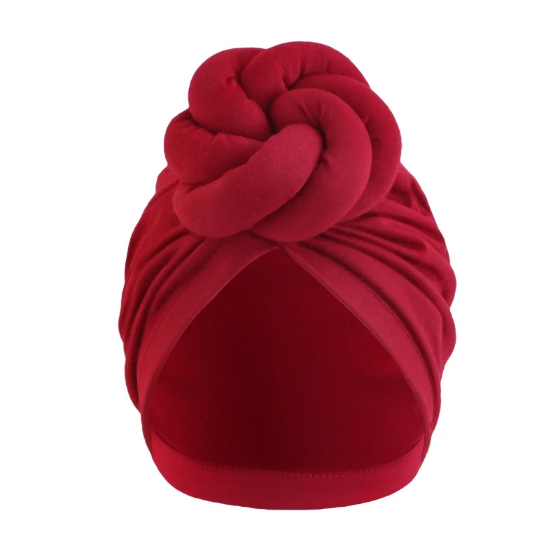 Women's Fashion Turbans New Large Plate Flower Knotted Turban Cotton Chemo Cap Headscarf Beanie Hat Headwear Turbante Mujer