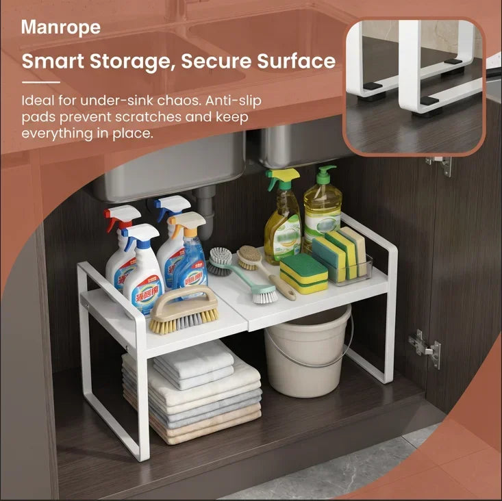 Expandable Kitchen Cabinet Organizer Multi Level Layered Storage Rack for Seasonings Dishes Spices Plates Space Saving Home