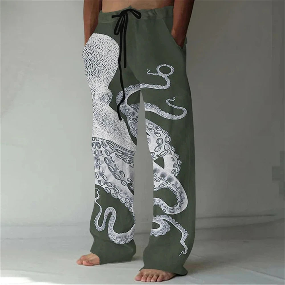 Men's Casual Pants Shark A 3d Printed men's New Winter Pants Fashion men's Loose Casual Pocket Pull Rope Sports Pants