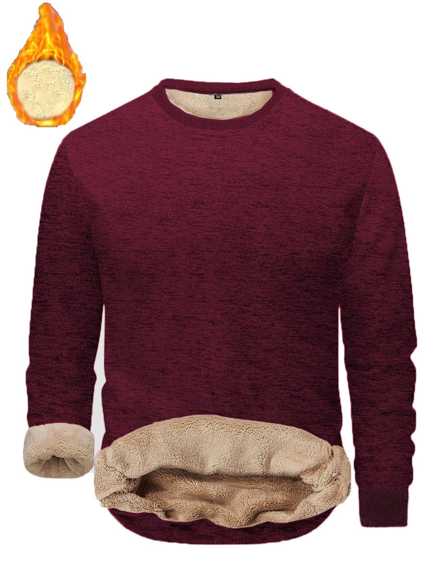 Lamb Fleece Round Neck Top for Men in Winter with Thick and Warm Fleece Hoodie