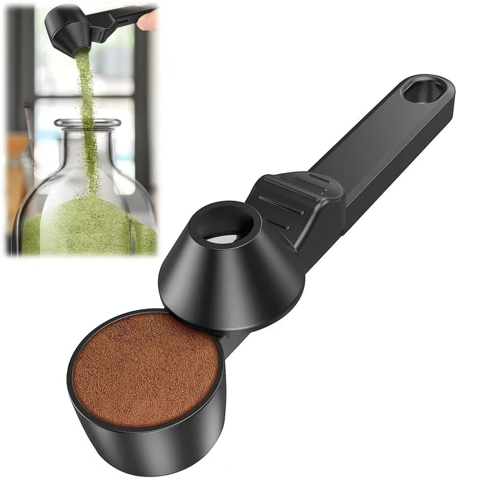 New No Spill Coffee Scoop Reusable Protein Powder Spoon Sliding Spoon Funnel for Milk&Supplements Kitchen Gadgets