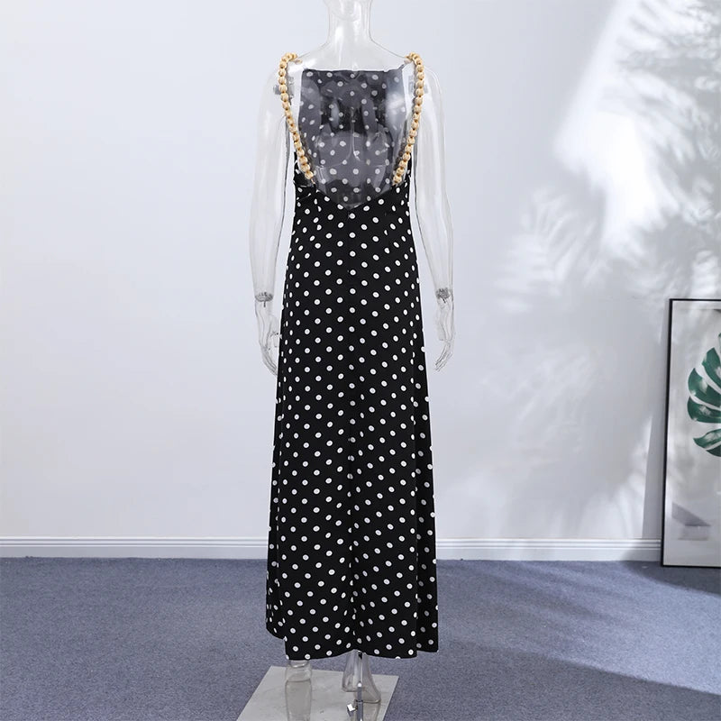 Sexy Bead Strap Maxi Dresses Women's Slim Sleeveless Backless Waist-cinching Hip-wrap Dress 2026 New Ladies Summer Evening Grown