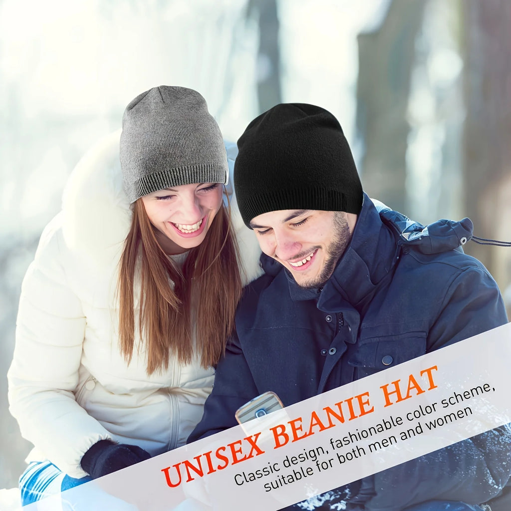 Winter Knitted Beanie Hat Unisex Soft Warm Windproof Running Cap Breathable Hiking Cycling Outdoor Sports Pullover Earmuffs Hat