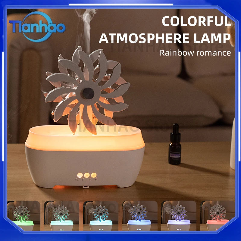 Hot Selling Windmill Aromatic 7 LED Color Air Humidifier for Home Portable Ultrasonic Rain Drop Aroma Diffuser