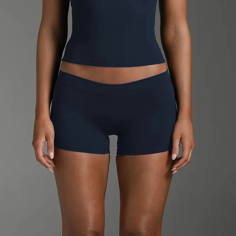 PMWRUN Women Low Waist Biker Shorts Soft Seamless Stretch Yoga Shorts Tummy Control For Gym Running Daily Casual Wear