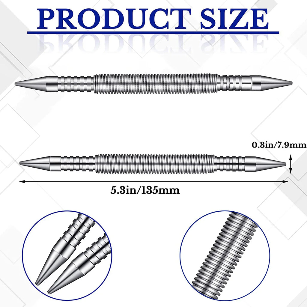 Spring Center Punch Hammerless Dual Head Nail Setter Spring Loaded High Carbon Steel Nail Punch Door Hinge Pin Remover Tool