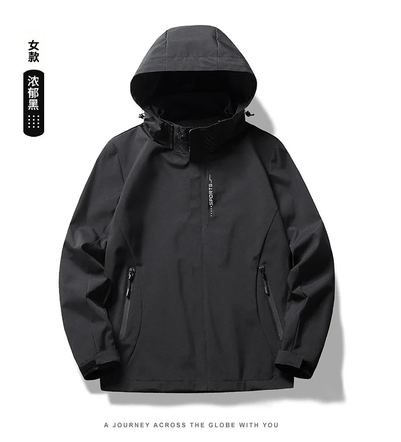 Couple Matching Hooded Jacket Stand Collar Thin Casual Outer Top For Men And Women Suitable For Spring Autumn Outdoor Travel An