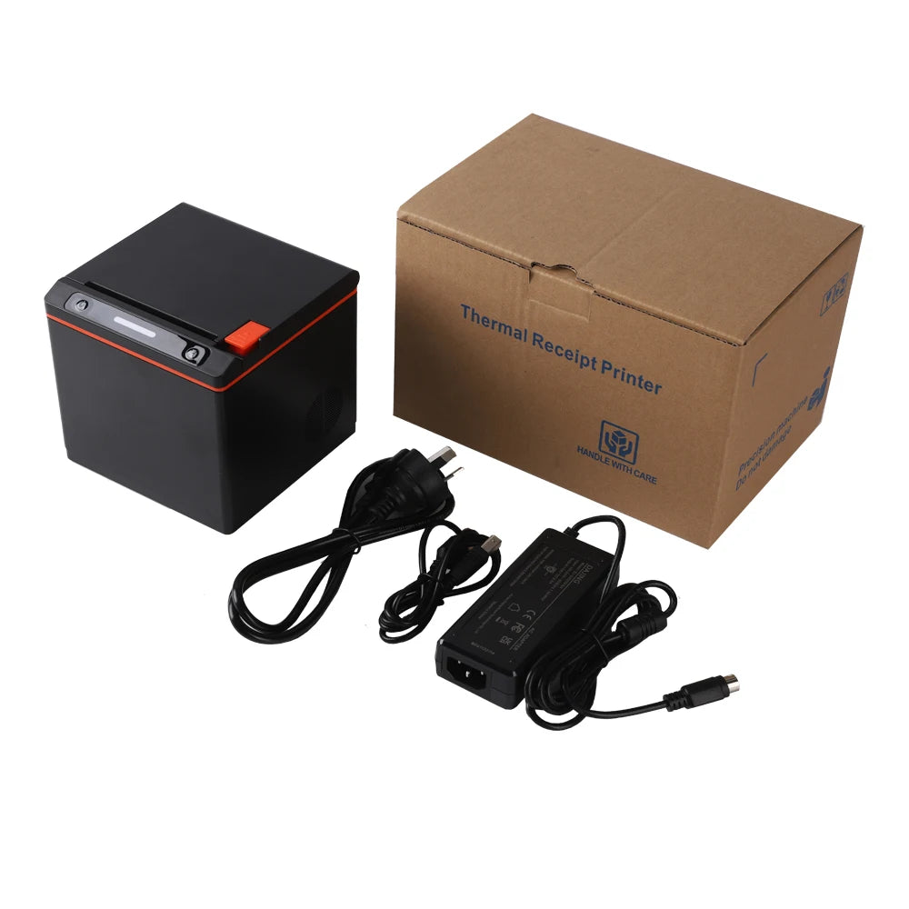 Black Orange 80mm Pos Thermal Receipt Printer Support 58mm / 80mm Paper for Supermarkets and Restaurants