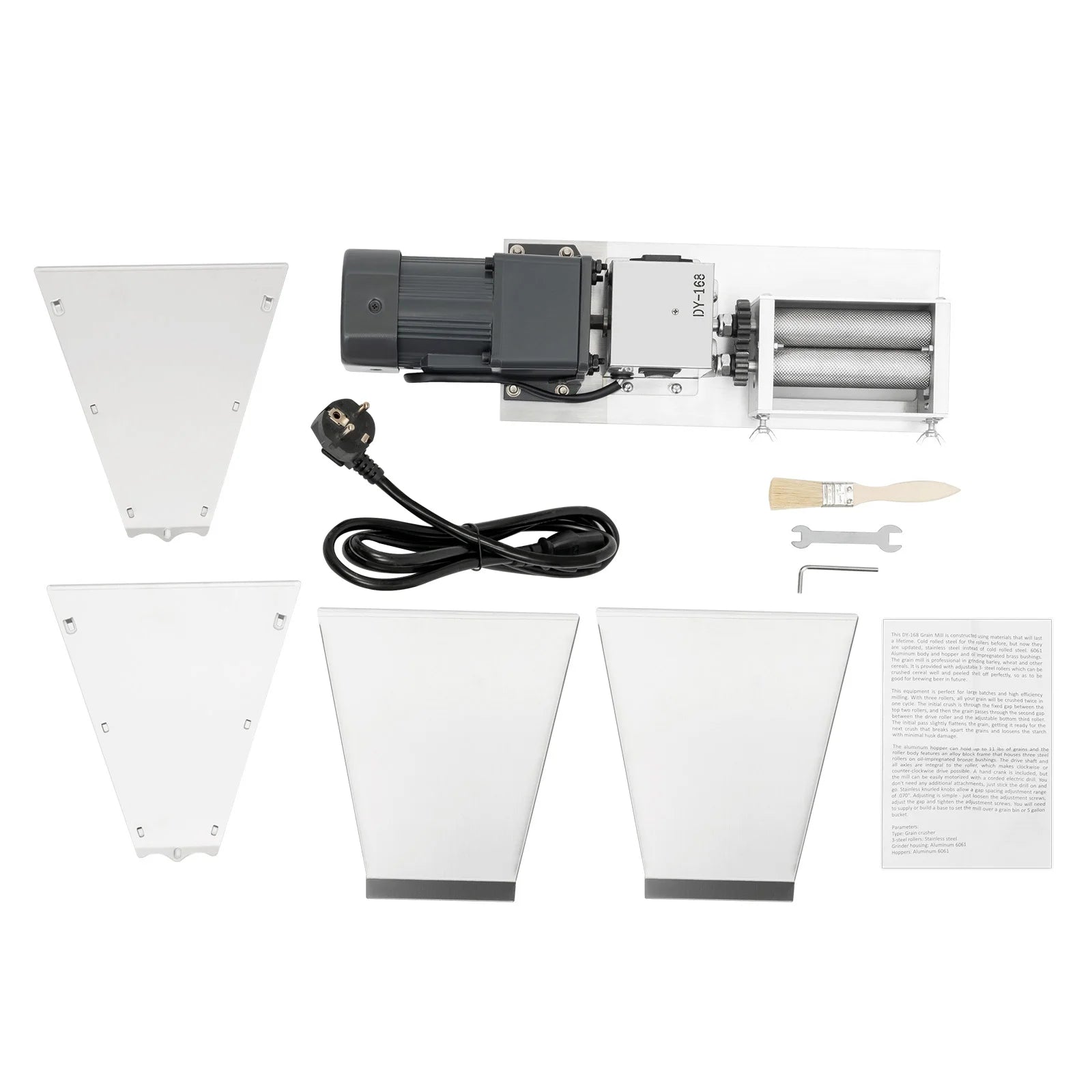 4L Electric Grain Mill 20kg/h Barley Grinder Wet/Dry Malt Crusher Grain HomeBrew Mill Widely Use For Grain Feed Production