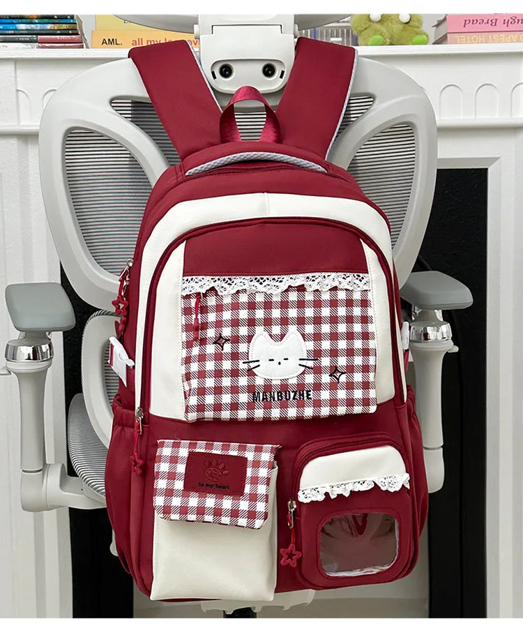 Girl School Bag Backpack Back Pack For Teenager Women Children Female Pink Schoolbag Primary High Bagpack Class Teens Child Kids
