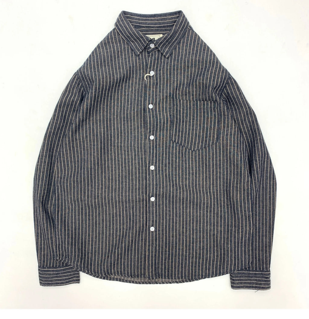 55% Linen 45% Cotton Vintage Striped Shirts for Men American Casual Retro Loose Blouses 2024 Spring Autumn Long Sleeve Male Tops