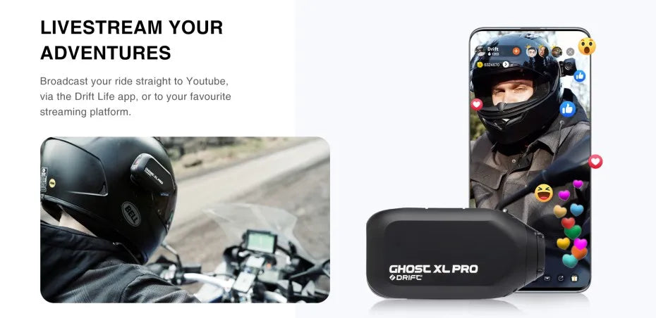 Drift Ghost XL Pro 4K PLUS HD Action Camera 3000mAh Battery WiFi IPX7 Waterproof Rotatable Lens Helmet Cam Motorcycle Bicycle