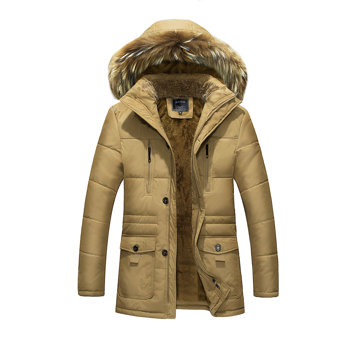 Solid Parkas Male Coat Large Size Clothing Parka Outdoor Men's Winter Jacket Plus Velvet Thick Warm Multi Pocket Jackets