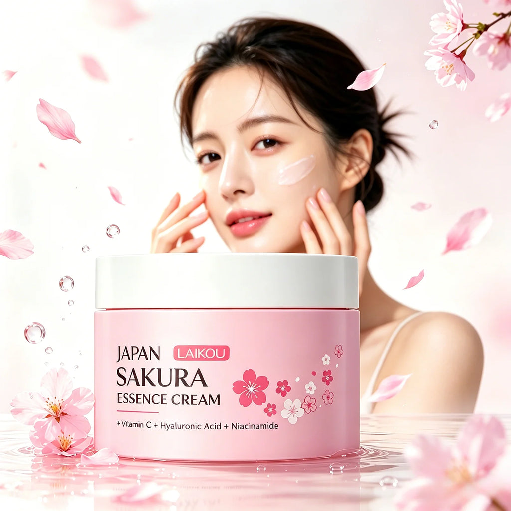 LAIKOU Japan Sakura Essence Cream Cherry Blossom Facial Cream Heavy Moisturizer Hydrating Dry Rough Skin Face Care 25/60g ﻿