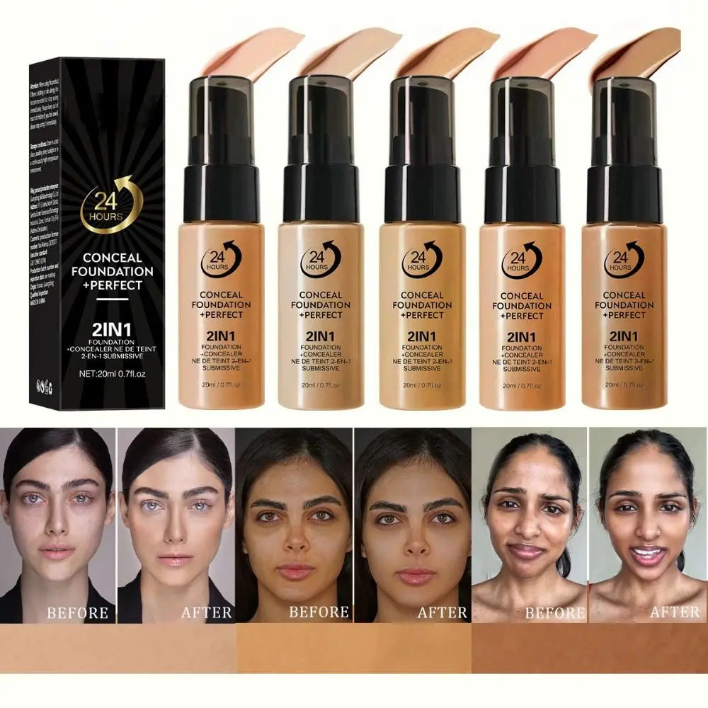 New Waterproof Liquid Foundation Matte Full Coverage Face Foundation Cream Natural Sweat Proof Foundation Concealer Cream