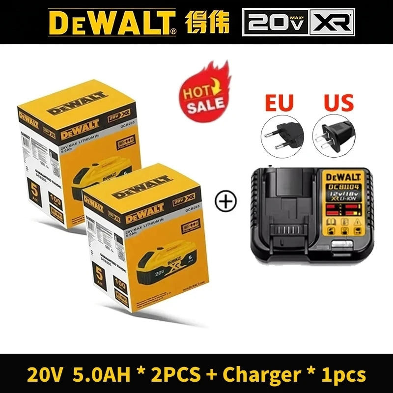 100% Genuine Dewalt 20V Battery, 2AH 5AH 6AH Rechargeable Lithium Ion Battery, Dewalt DCB200 Power Tool Replacement Battery