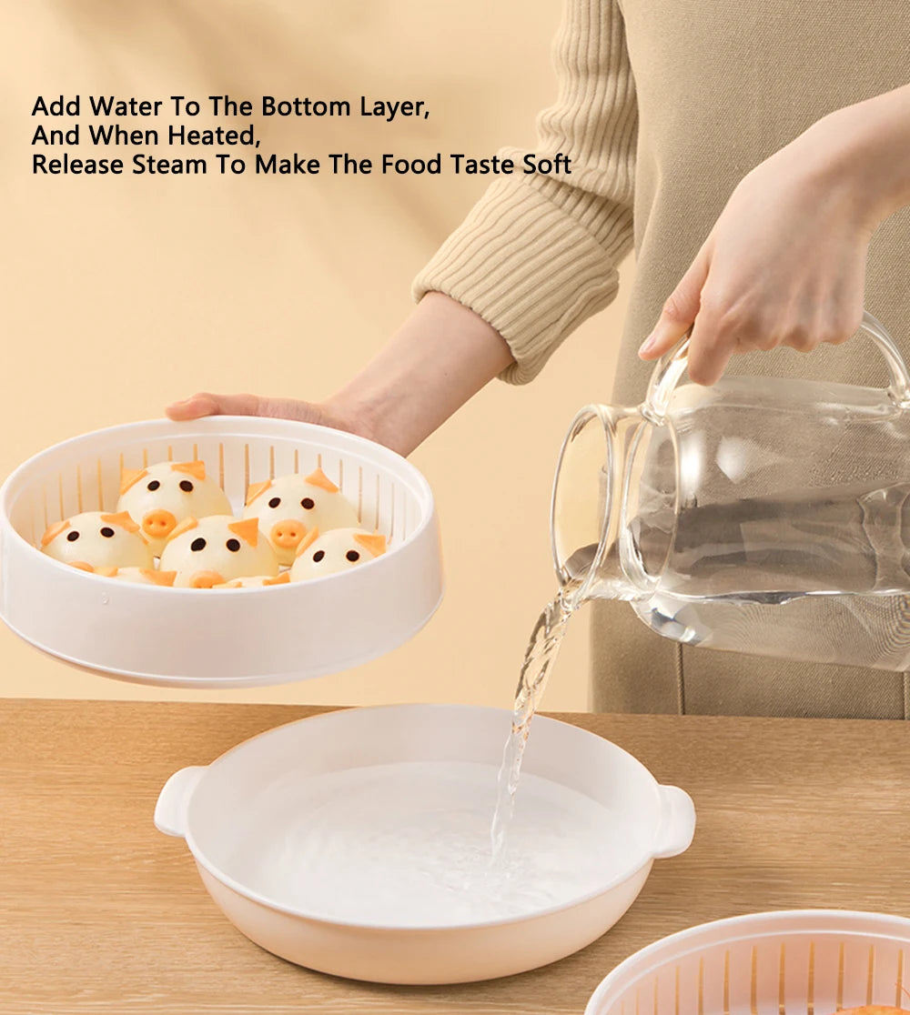 COOKER KING Microwave Heating Steamer Household Large Capacity Steamer Kitchen Steamer Box Steamer Rack Can Exhaust Steam