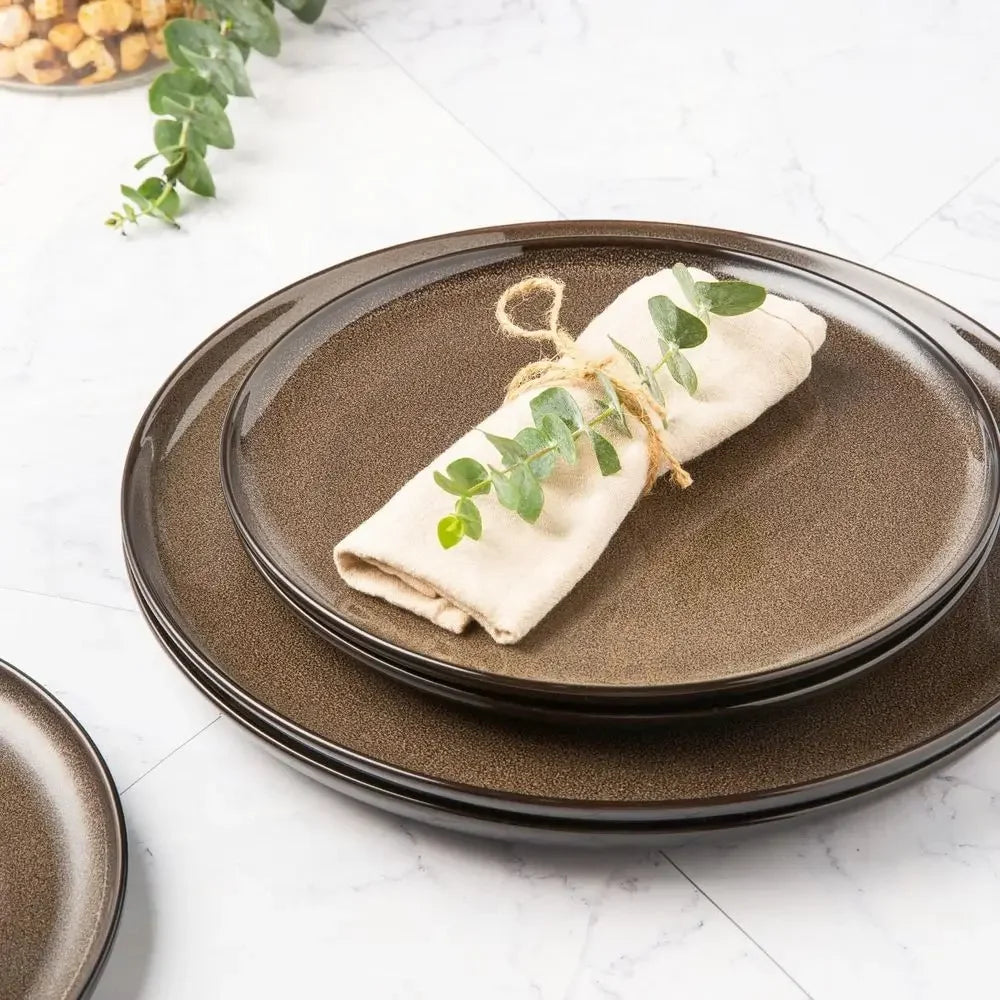 Ceic Dinnerware Sets or 8,Plates and Bowls Sets,Reactive Glaze Dishes Set,Highly Chip and Crack Resistant | Dishwasher & Microwa