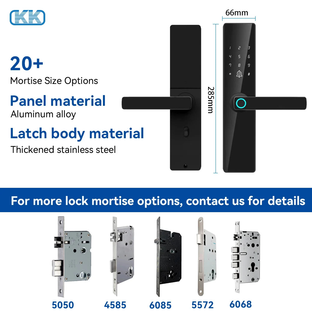 Smart Door Lock With Fingerprint, Password, Card, Key Electronic Lock Suitable For Wooden And Steel Doors