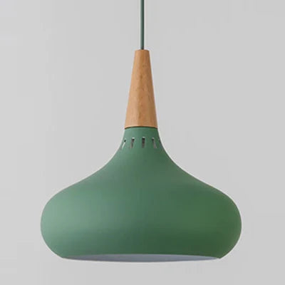 GEW Nordic Modern Funnel Pendant Light Wood Aluminum E27 Multi Color Hanging Lamp for Dining Kitchen Island Bedside