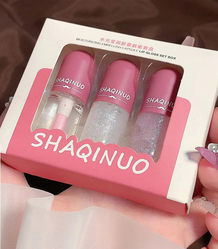 Shuiguang capsule lip honey kit moisturizes and moisturizes the mirror surface sparkling colorless transparent glass lip oil