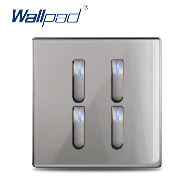 Wall Switch Light Switch 1 2 3 4 Gang Piano Button 1 Way 2 Way White Black Gray Gold Tempered Glass Panel L6