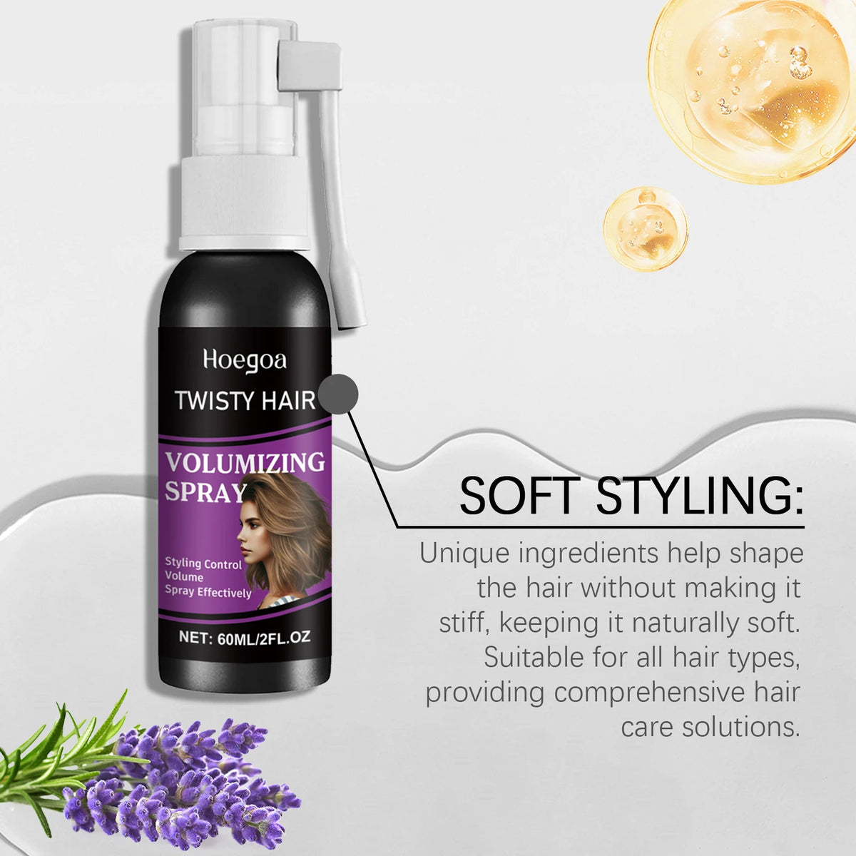 Hoegoa Hair Fluffing Spray Volume Boost - Oil Control Refreshing Clean No Rinse Daily Use Styling Spray for Hair