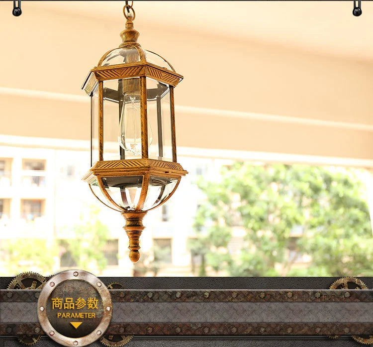 Exterior Aisle Pendant Lights Outdoor Corridor Porch Pendant Light Waterproof Hanging Lanterns Glass Shade Farmhouse Front Door