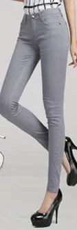 Women's Candy Color Pants Pencil Trousers Spring Autumn Elegant Office Mid Waist Pants For Women Slim Skinny Jeans Pants Female