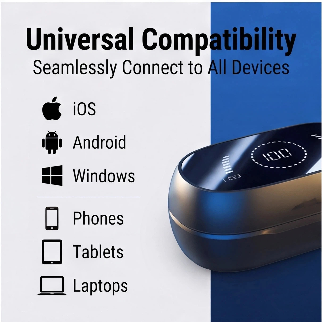 Wireless Bluetooth Earbuds M47 Headset for Phone Headphones Mirror High-definition Digital Display Earphones Sport With Mic Free