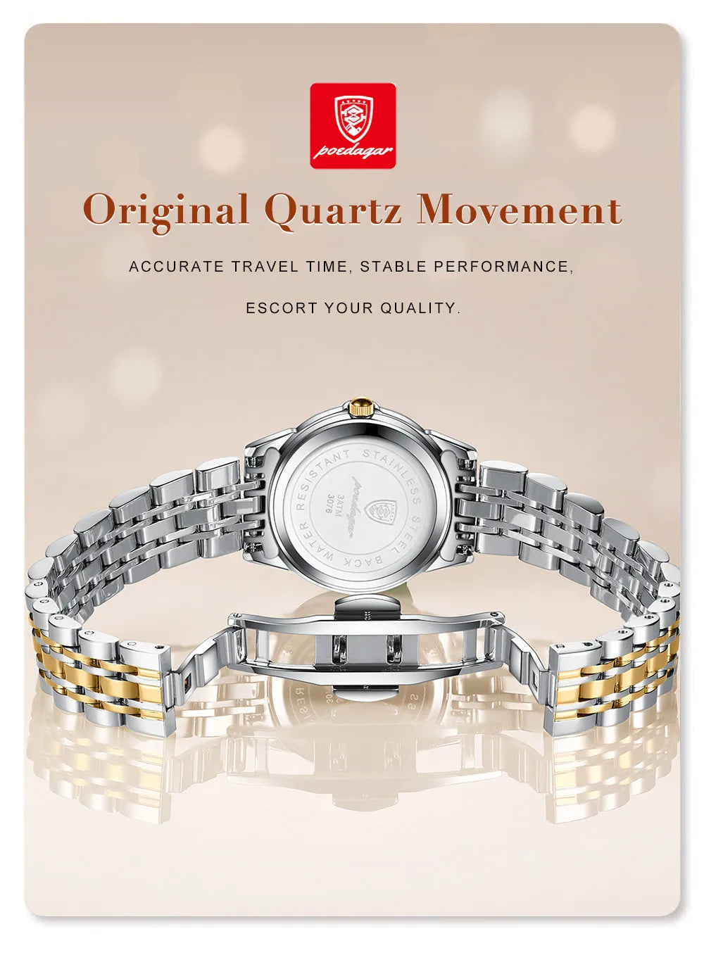 POEDAGAR Luxury Elegant Ladies Watch High Quality Casual Stainless Steel Luminous Waterproof Quartz Women's Watches Dress Clock