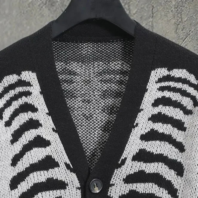 Unisex Knitted Jacquard Pattern Sweaters Spring Autumn Casual Loose Cardigan for Men Women Plus Size Halloween Y2K Cardigans
