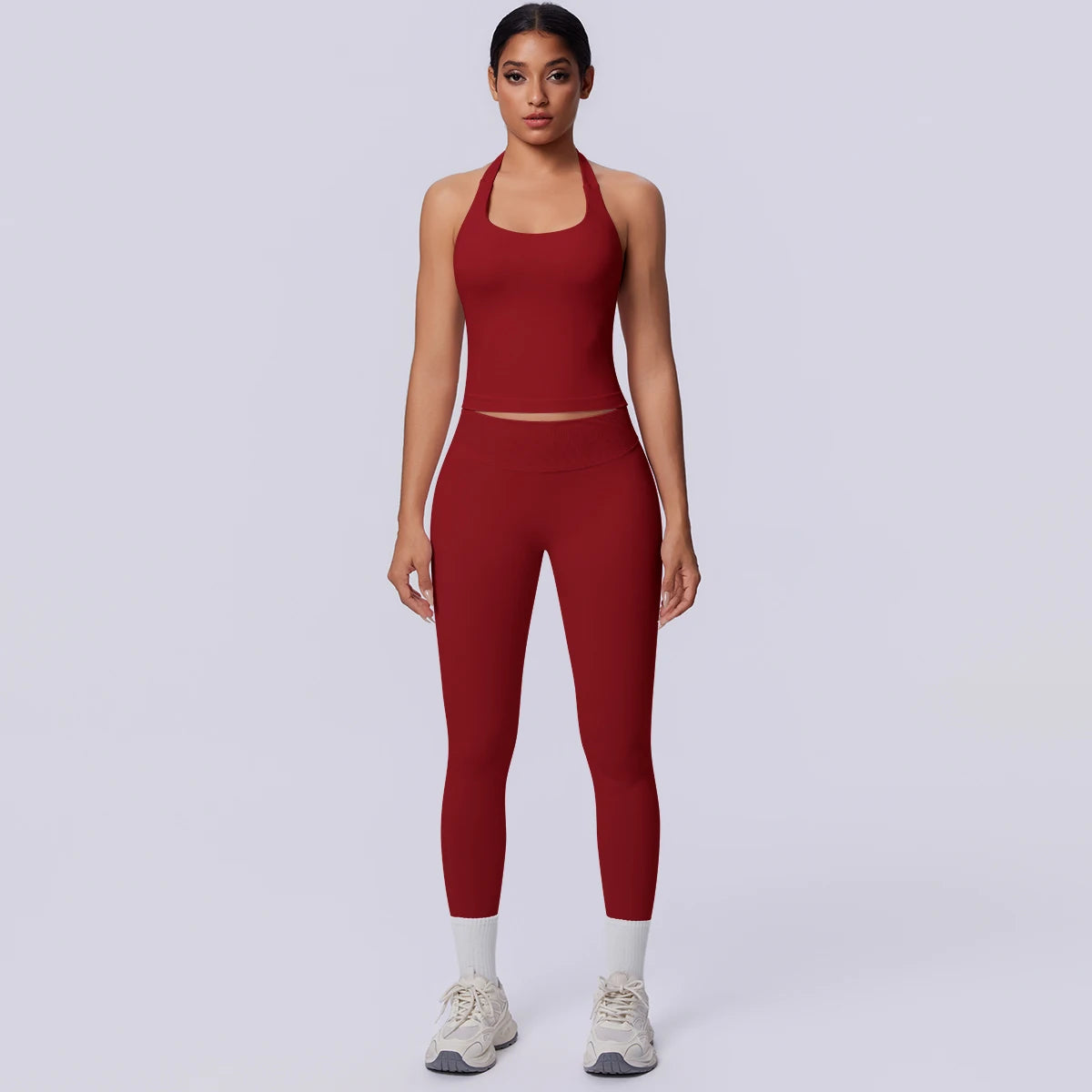 2PCS Woman Yoga Set Solid Color Sexy Fitness Top Summer Gym Workout High Stretch Female Pants Sports Fitness Clothing Yoga Set