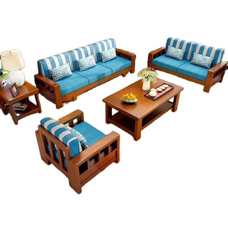 For Hot Sale Fashion Wooden Sofa Set Restaurant Furniture Modern Living Room Sectional Solid Wood  Luxury