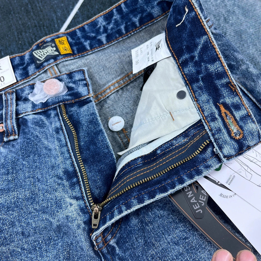 14oz Heavy loose straight jeans men's autumn American casual Japanese trousers