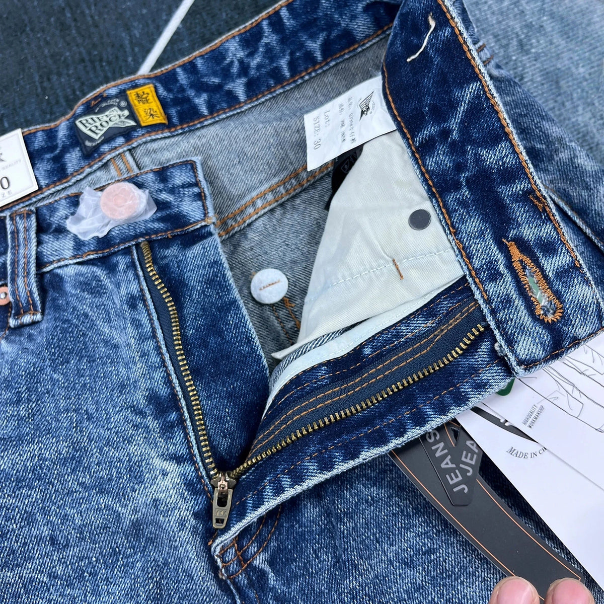 14oz Heavy loose straight jeans men's autumn American casual Japanese trousers
