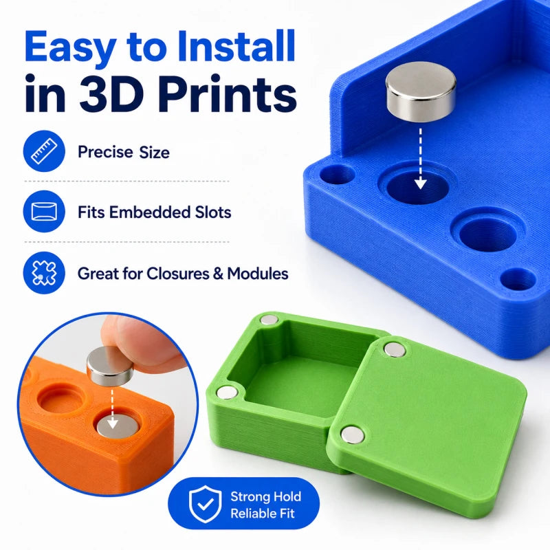 120pcs 3D Printing Magnets Set 4 Different Sizes Powerful Neodymium Magnet 3d Printing Tools Kit Multi-Use for Fridge, Storage