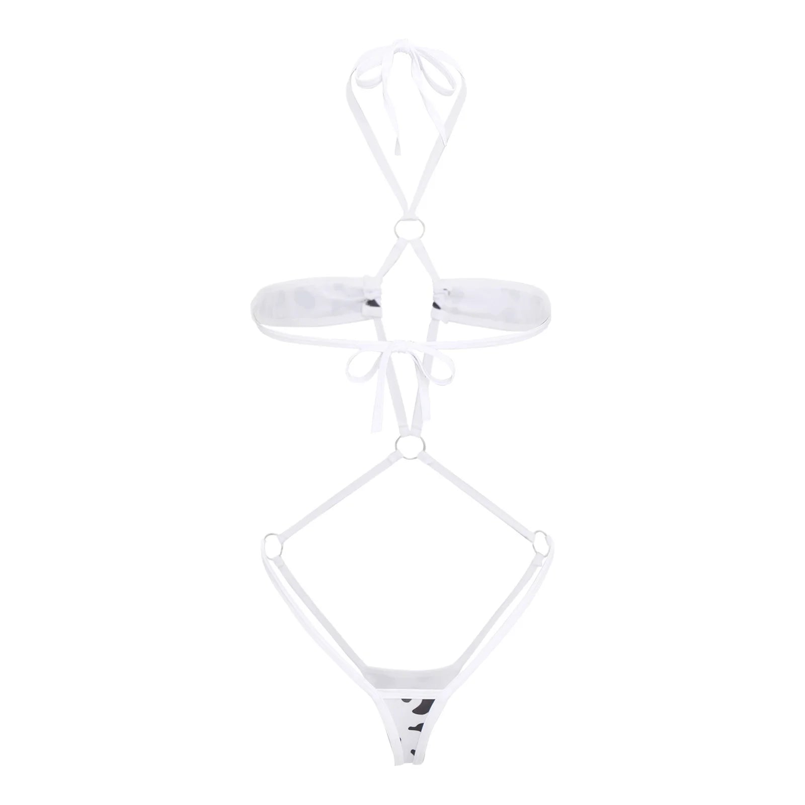 Women Micro Bikini Bodysuit Halter T-back Adjustable Swimsuit One-piece Lingerie Nightwear Summer Sexy Mesh Monokini Swimwear
