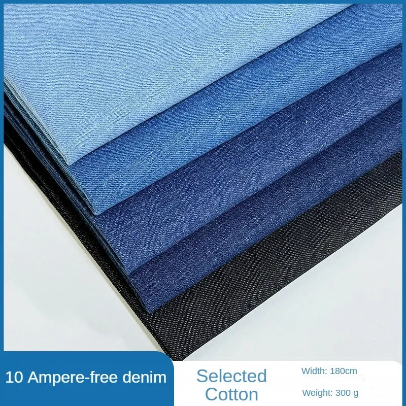 Twill Cotton Denim Fabric By The Meter for Jeans Clothes Dresses Handbags Shoes Hats Sewing Cloth Wearable Blue Black