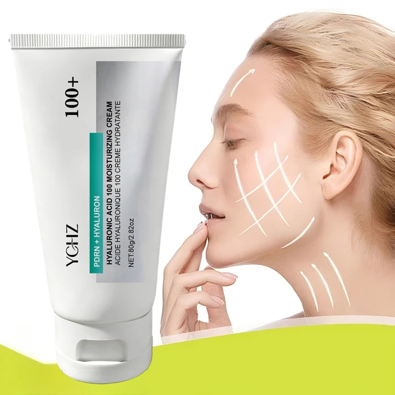 Hyaluronic Acid 100% Moisturizing Cream, Lightweight, Improves Dull Skin and Deeply Repairs Dry and Sensitive Skin, Anti-Aging Cream, Korean Skincare - 80g