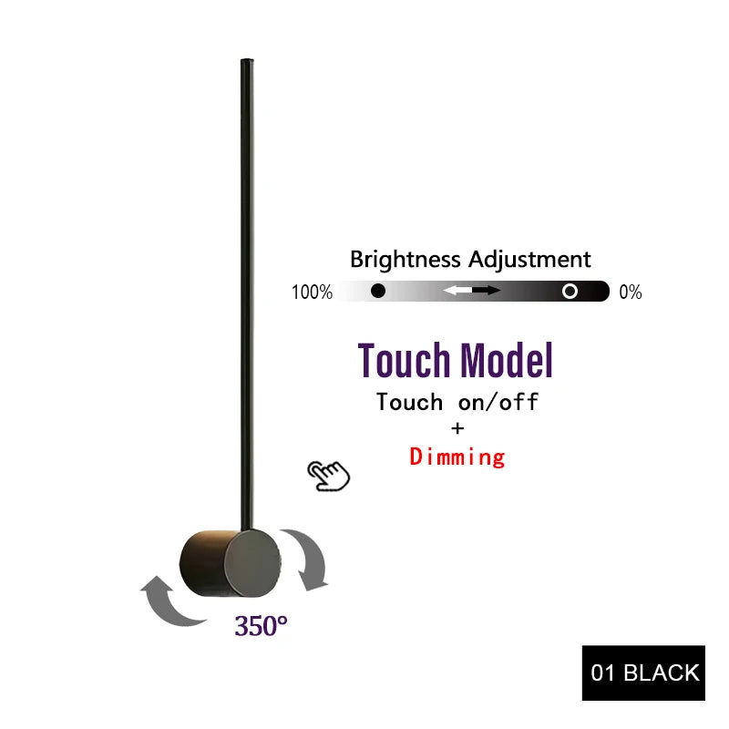2/1 PCS Modern Led Wall Lamp 350° Touch Switch Long Wall Light For Home Living Room Sofa Background Wall Sconce Lighting Fixture