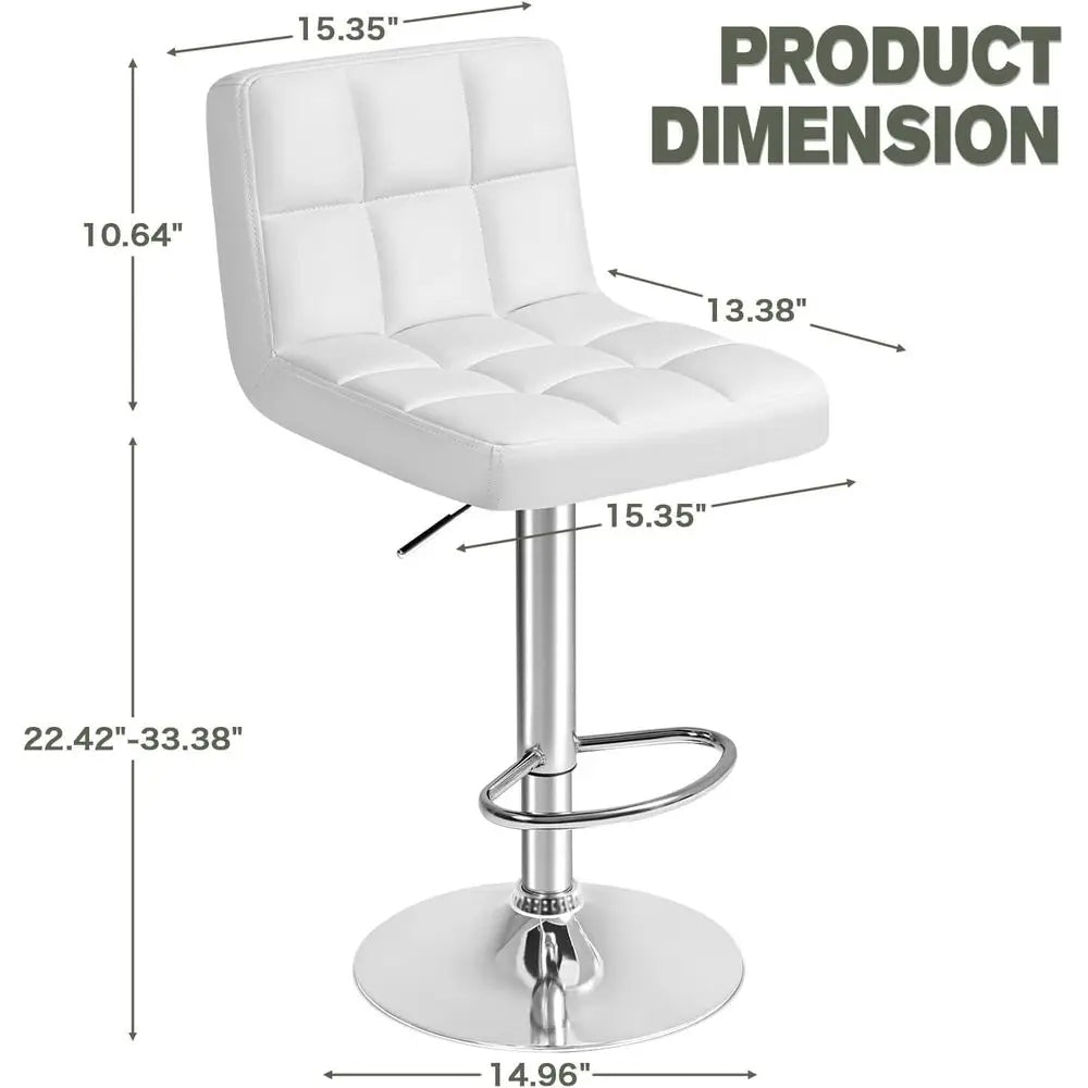 Bar Stools ern Pu Leather Swivel Adjustable Hydraulic Bar Stool Square Counter Height Stool Set o 2 (White)