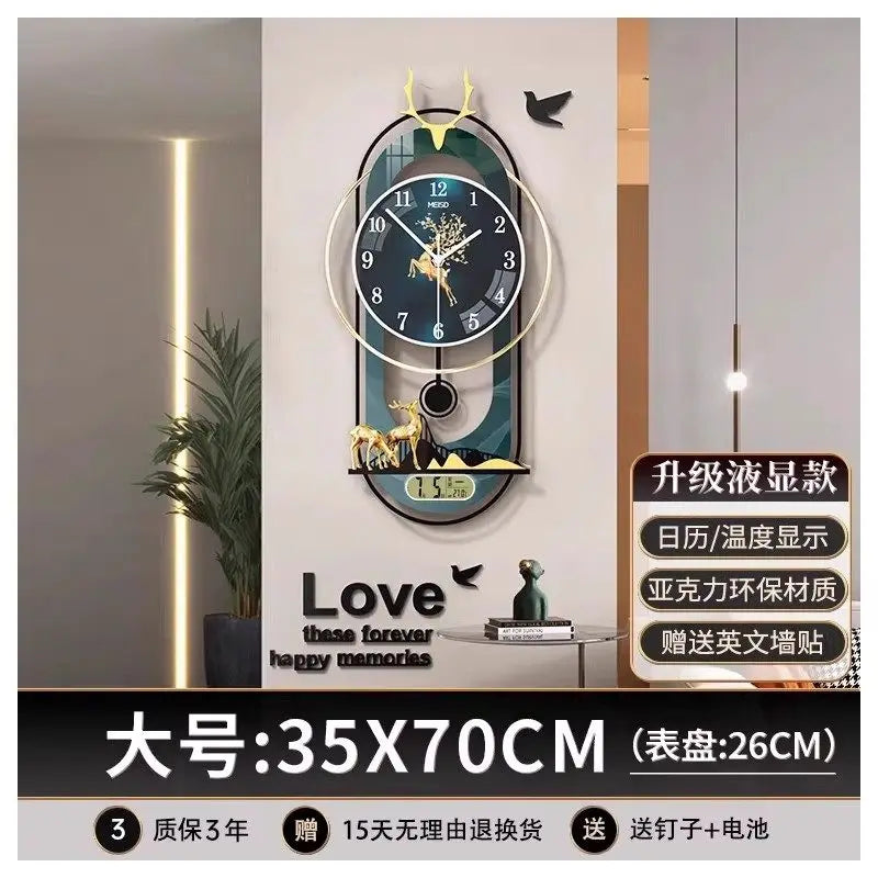 Luxury Wall Clock Living Room Modern Luxury Timepiece Creative Home Clock Wall Lamp Reloj Digital Pared Home Decoration Unusual