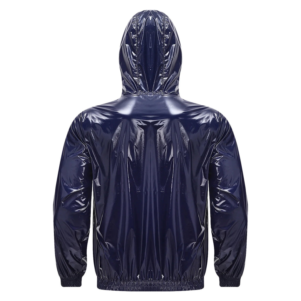 Mens Waterproof Hooded Jacket Tops Breathable Raincoat Waterproof Windproof Outdoor Biking Fishing Jacket Hood Outerwear