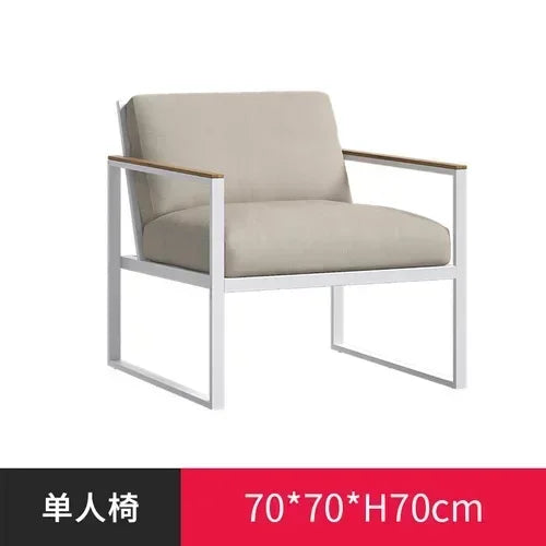 Outdoor leisure iron sofa, courtyard garden villa, hotel, waterproof and sunscreen aluminum alloy sofa