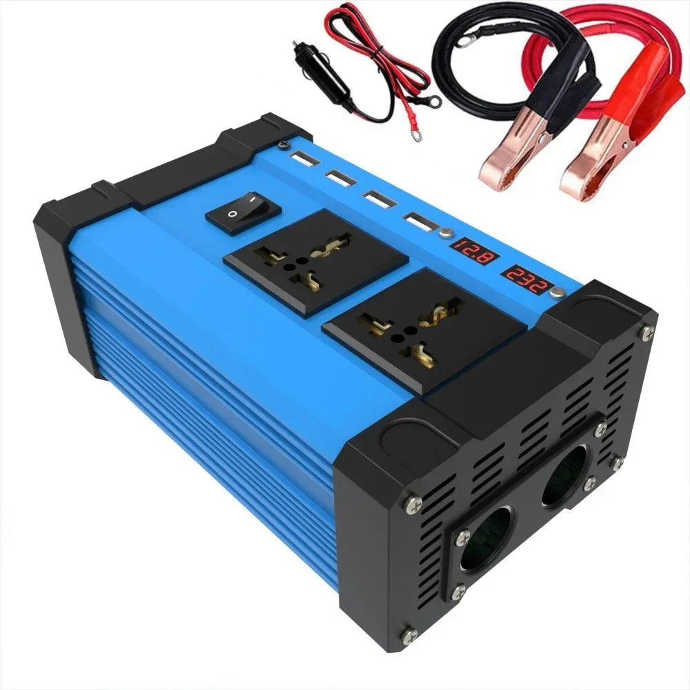 6000W High Power Solar Inverter DC12V To 110V 220V AC LCD Display 4 USB Ports Car RV Camping Power Converter